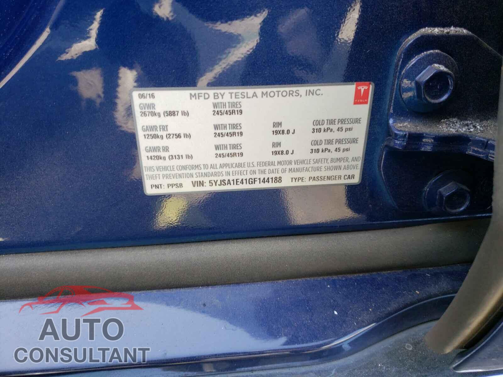 TESLA MODEL S 2016 - 5YJSA1E41GF144188