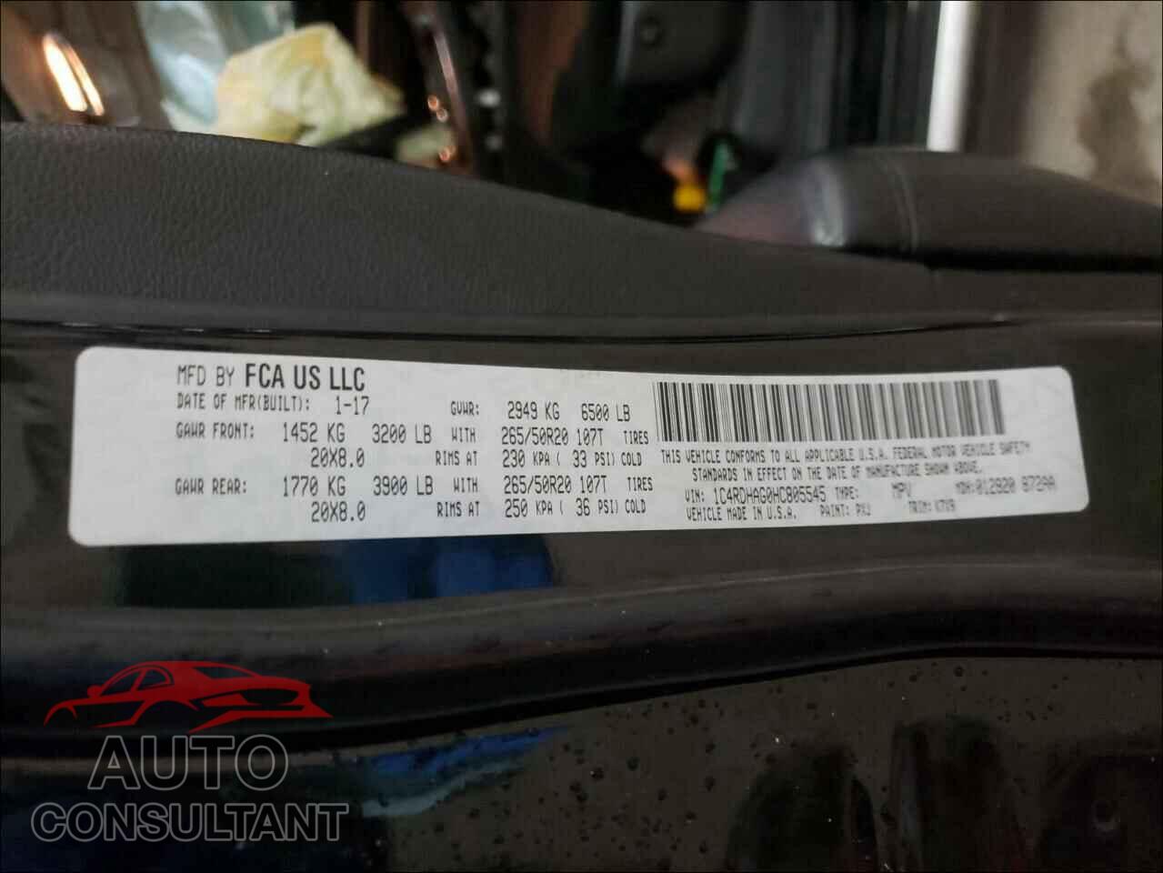 DODGE DURANGO 2017 - 1C4RDHAG0HC805545