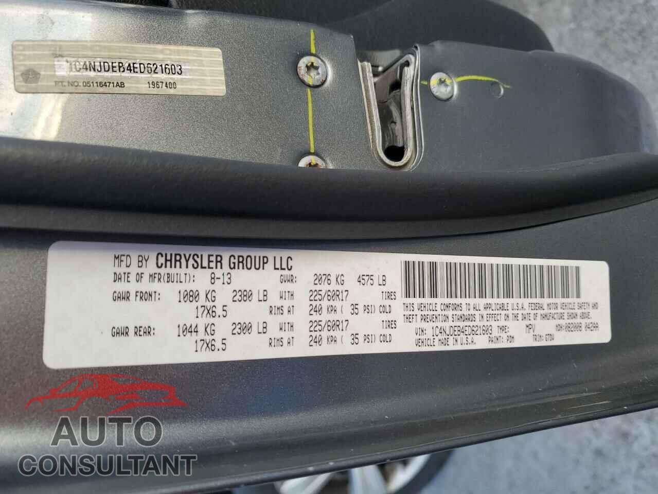 JEEP COMPASS 2014 - 1C4NJDEB4ED621603