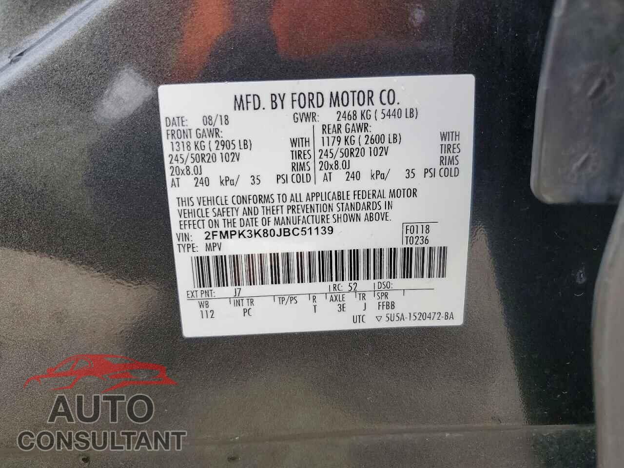 FORD EDGE 2018 - 2FMPK3K80JBC51139