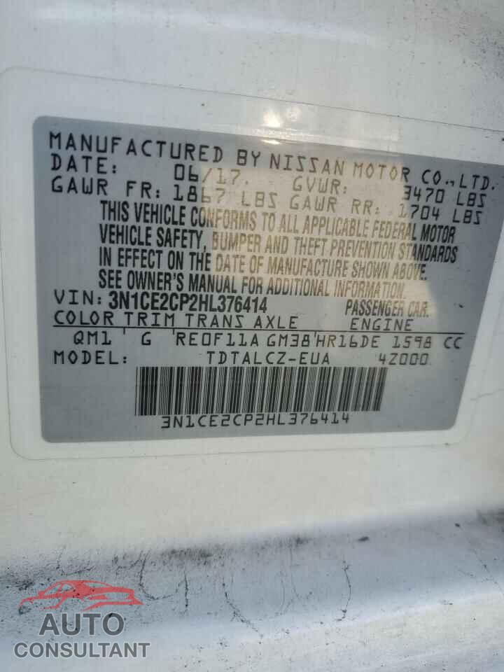 NISSAN VERSA 2017 - 3N1CE2CP2HL376414