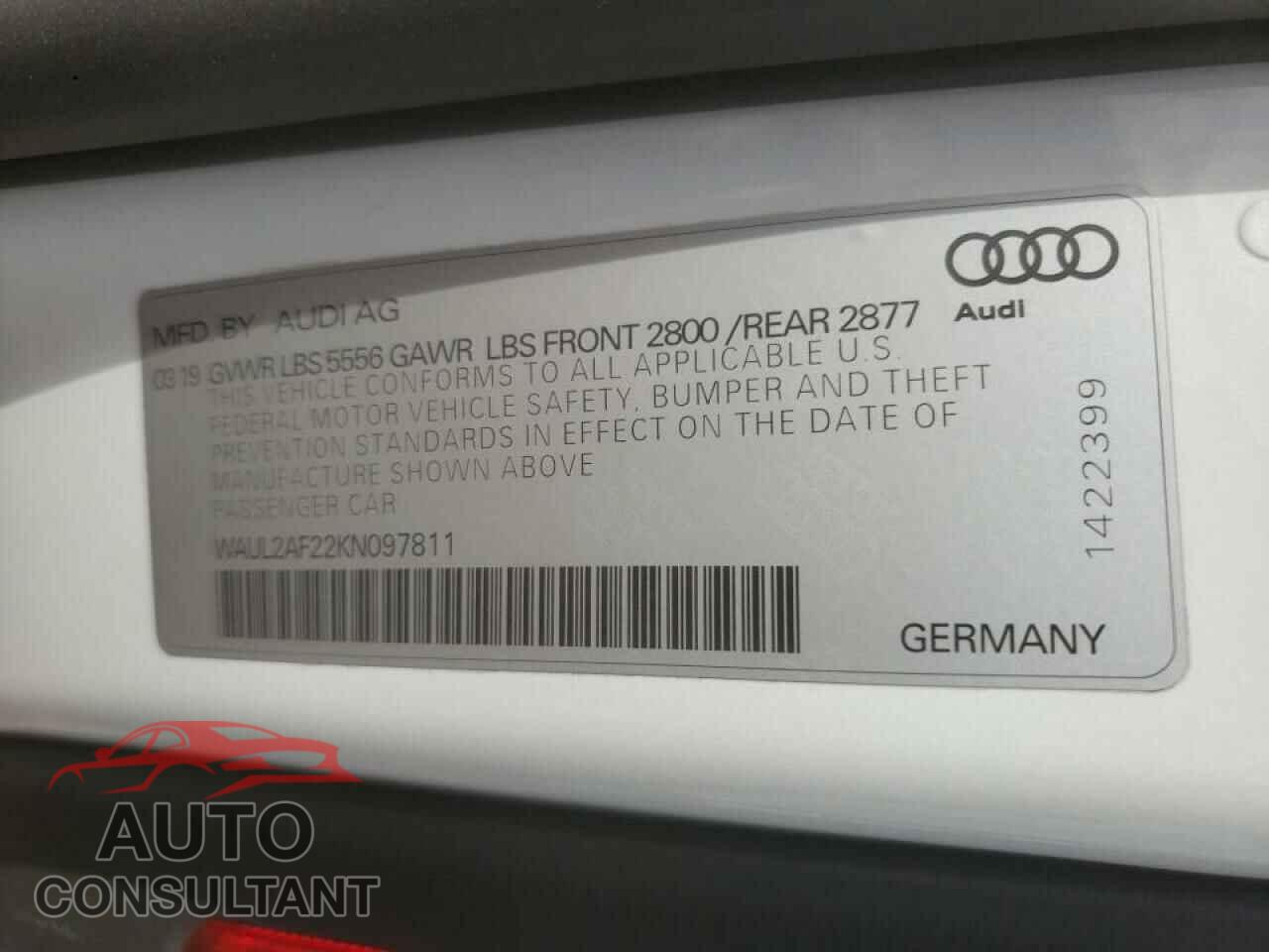 AUDI A6 2019 - WAUL2AF22KN097811