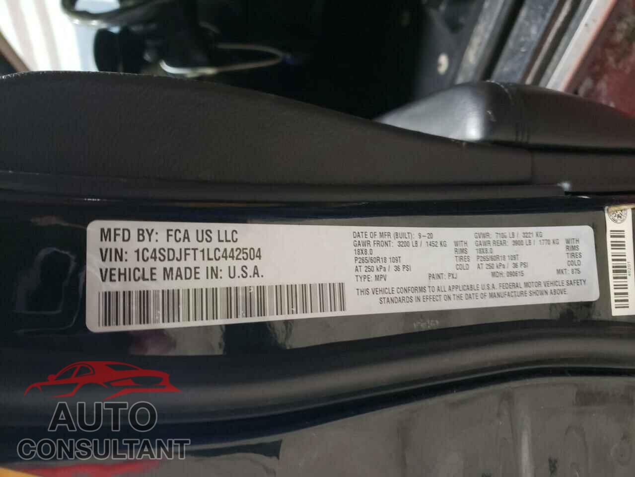 DODGE DURANGO 2020 - 1C4SDJFT1LC442504