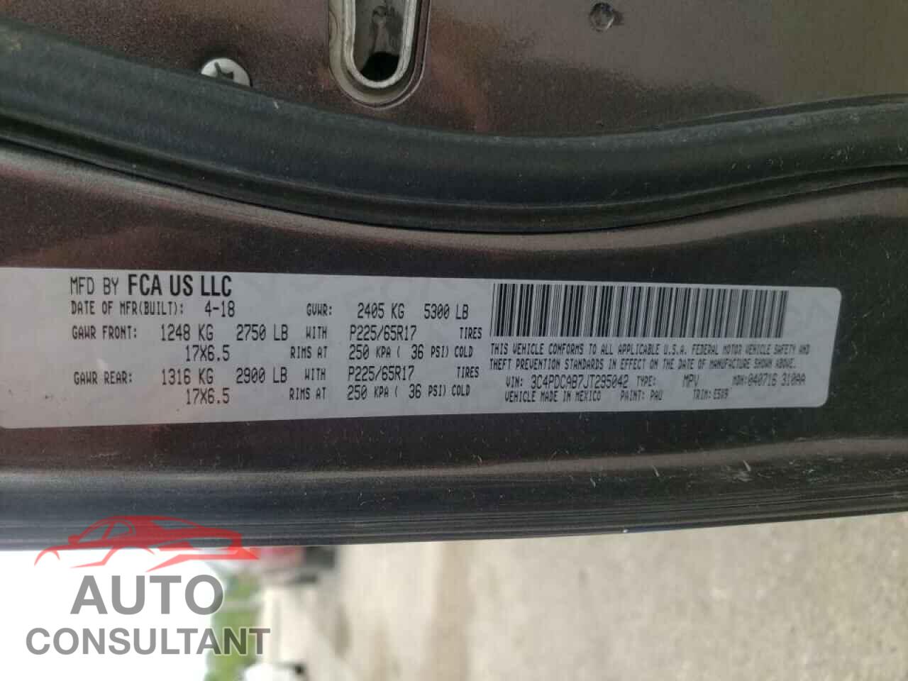 DODGE JOURNEY 2018 - 3C4PDCAB7JT295042
