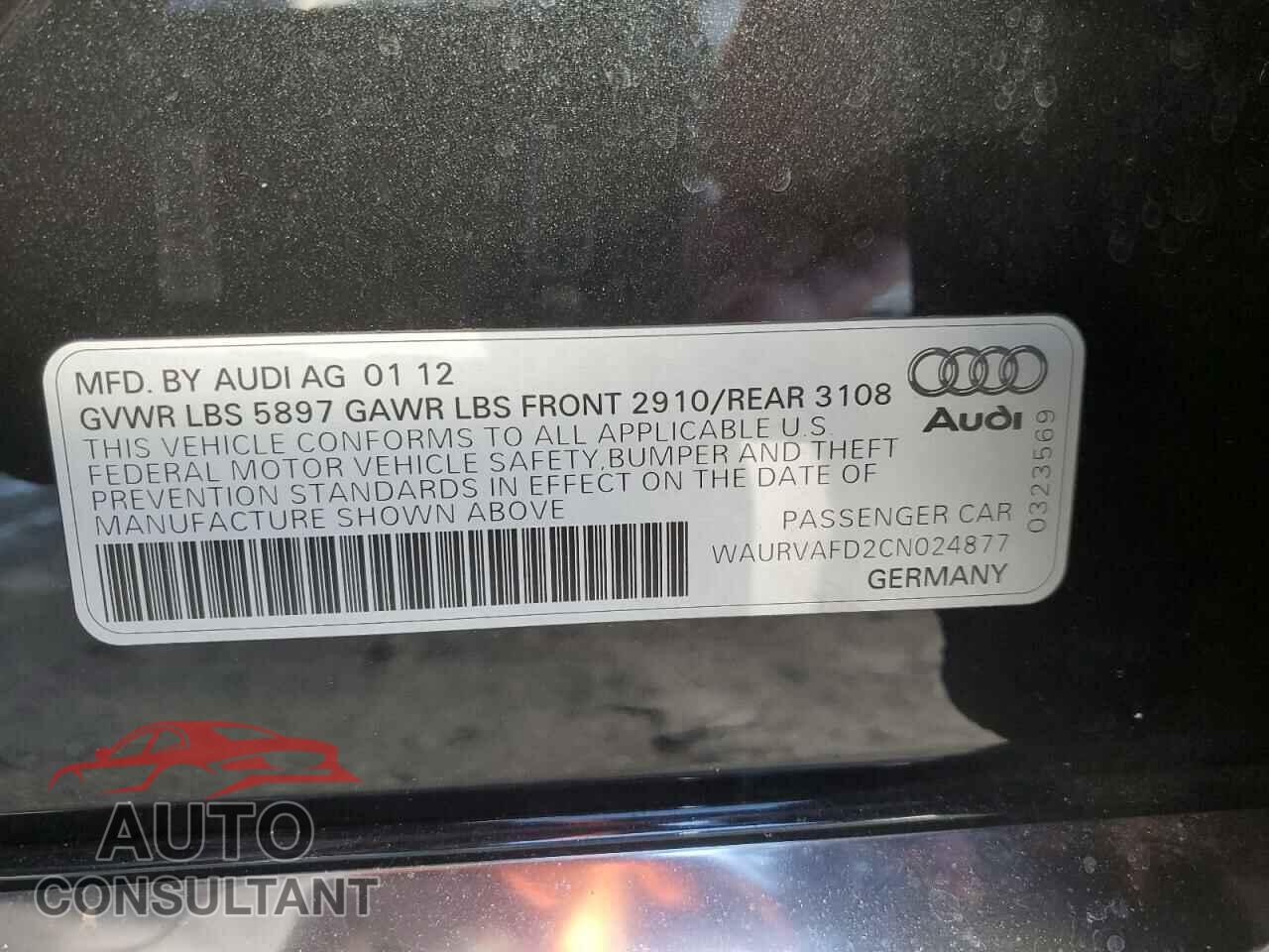 AUDI A8 2012 - WAURVAFD2CN024877