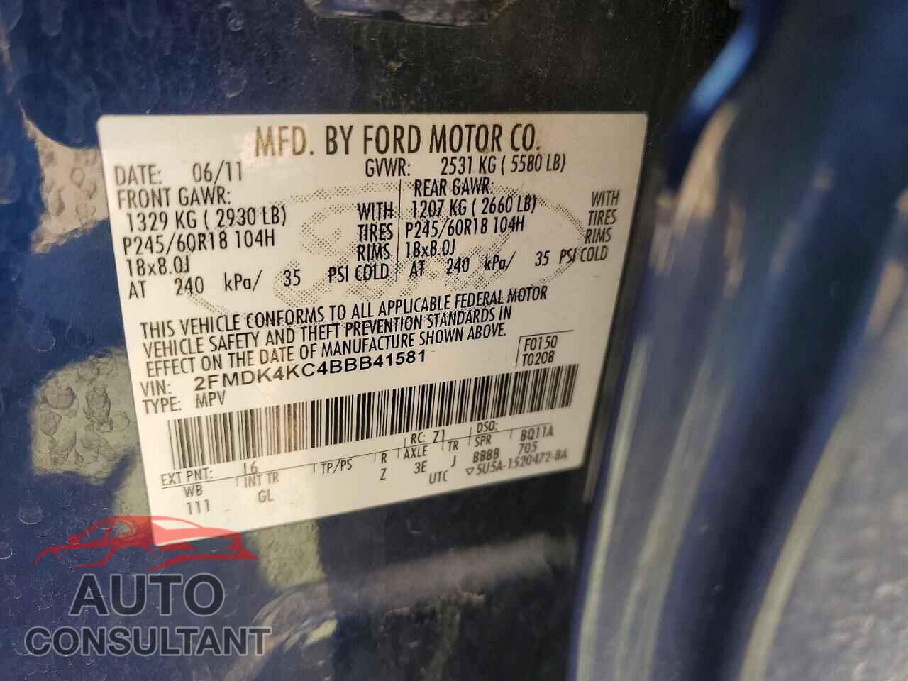 FORD EDGE 2011 - 2FMDK4KC4BBB41581