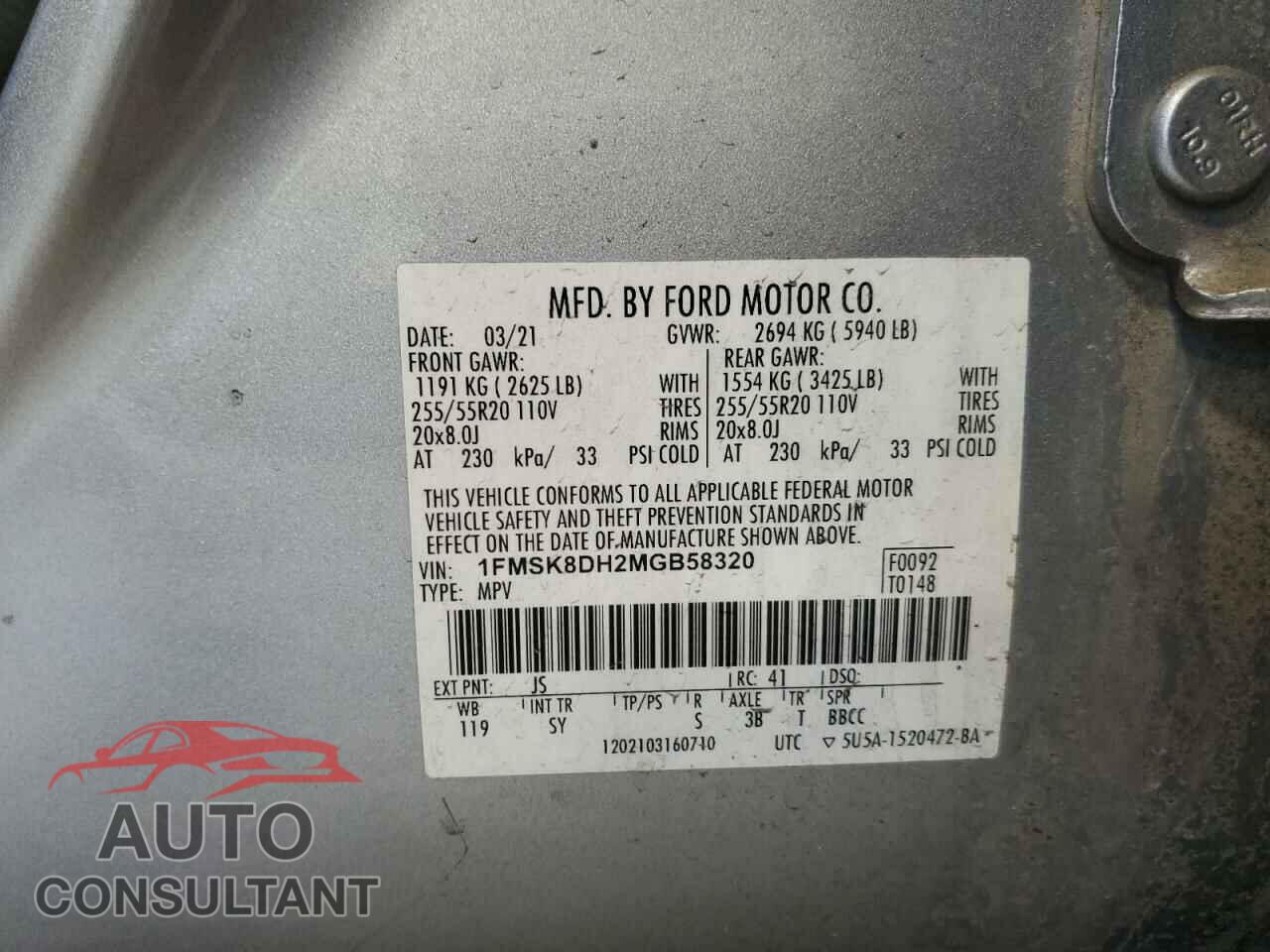 FORD EXPLORER 2021 - 1FMSK8DH2MGB58320