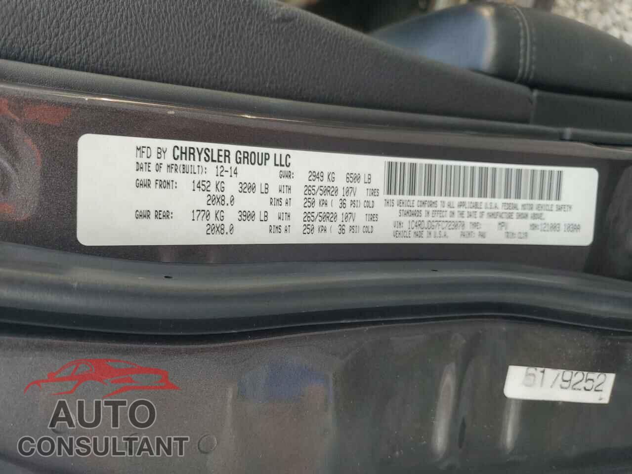 DODGE DURANGO 2015 - 1C4RDJDG7FC723070