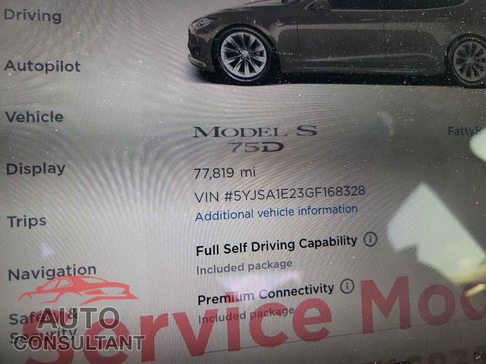 TESLA MODEL S 2016 - 5YJSA1E23GF168328