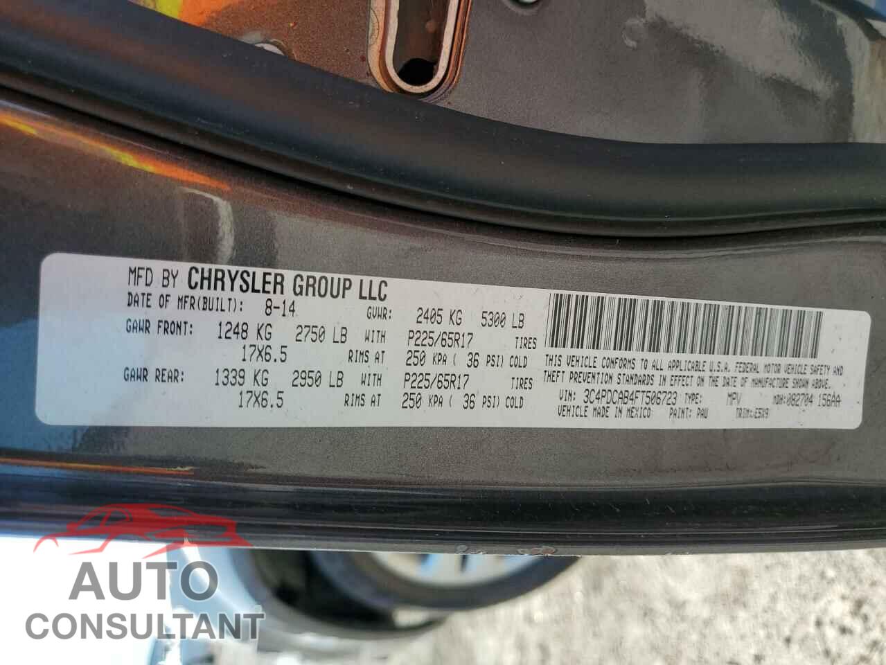 DODGE JOURNEY 2015 - 3C4PDCAB4FT506723
