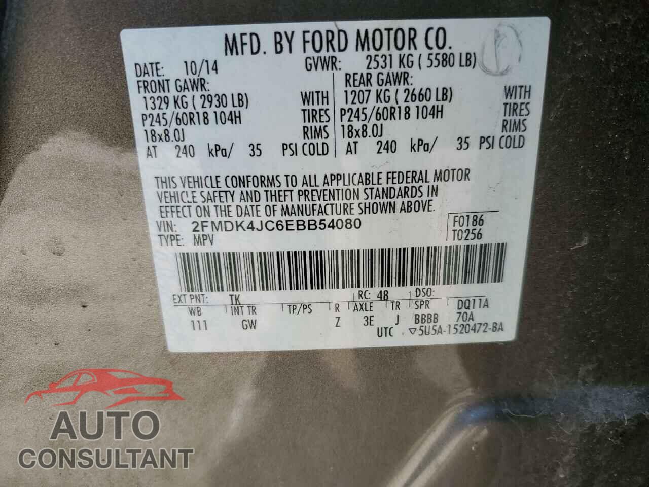 FORD EDGE 2014 - 2FMDK4JC6EBB54080
