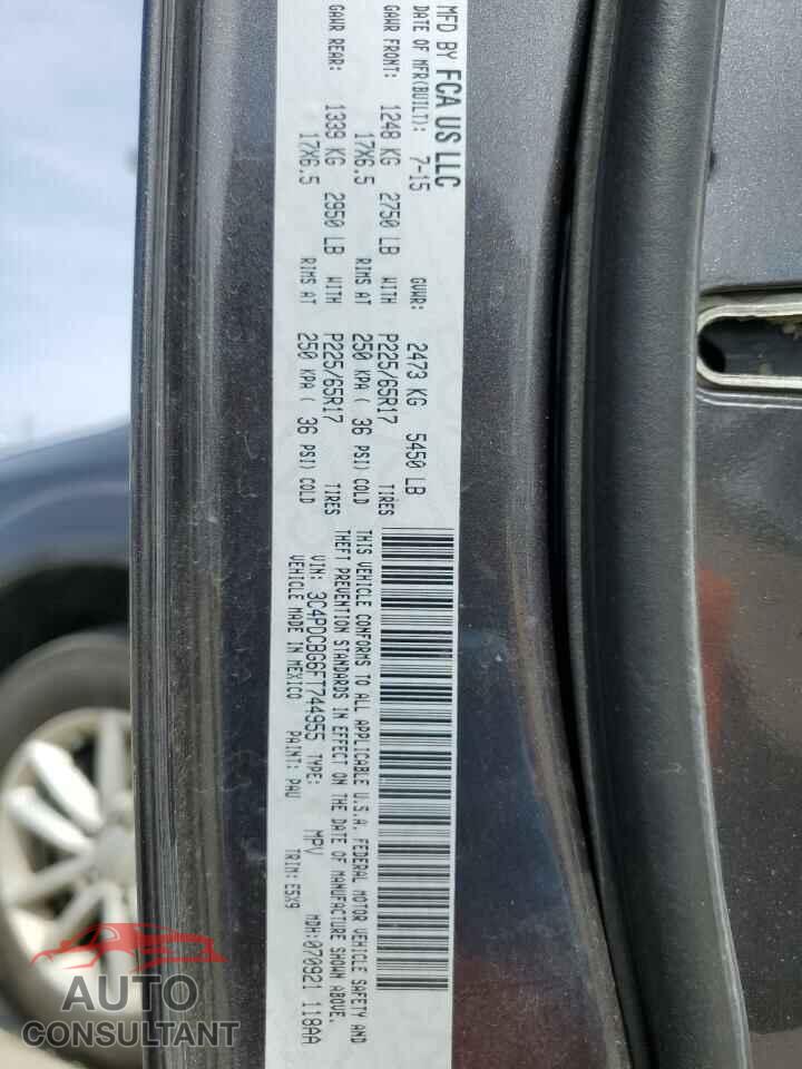 DODGE JOURNEY 2015 - 3C4PDCBG6FT744955