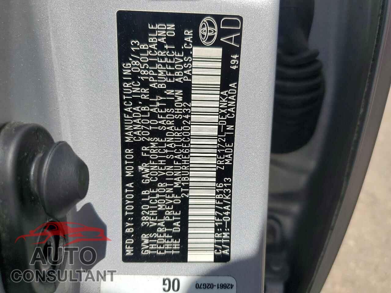 TOYOTA COROLLA 2014 - 2T1BURHE6EC002432