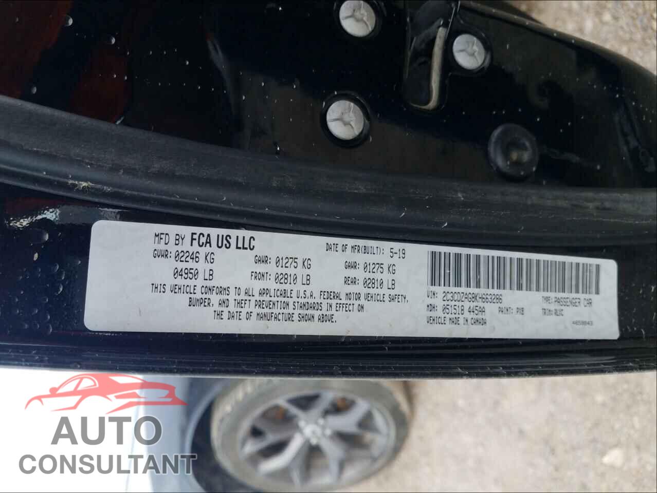 DODGE CHALLENGER 2019 - 2C3CDZAG8KH663286