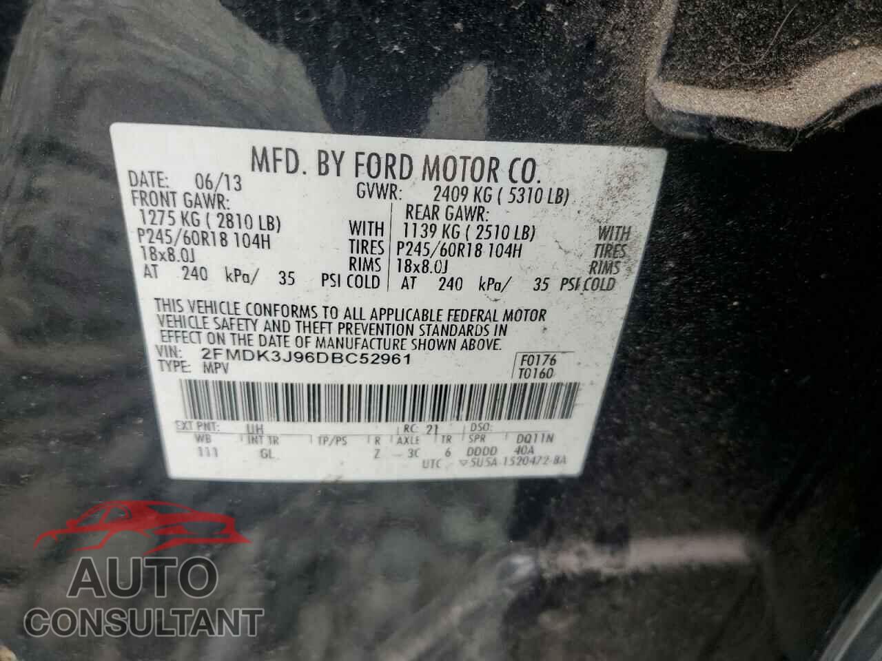 FORD EDGE 2013 - 2FMDK3J96DBC52961