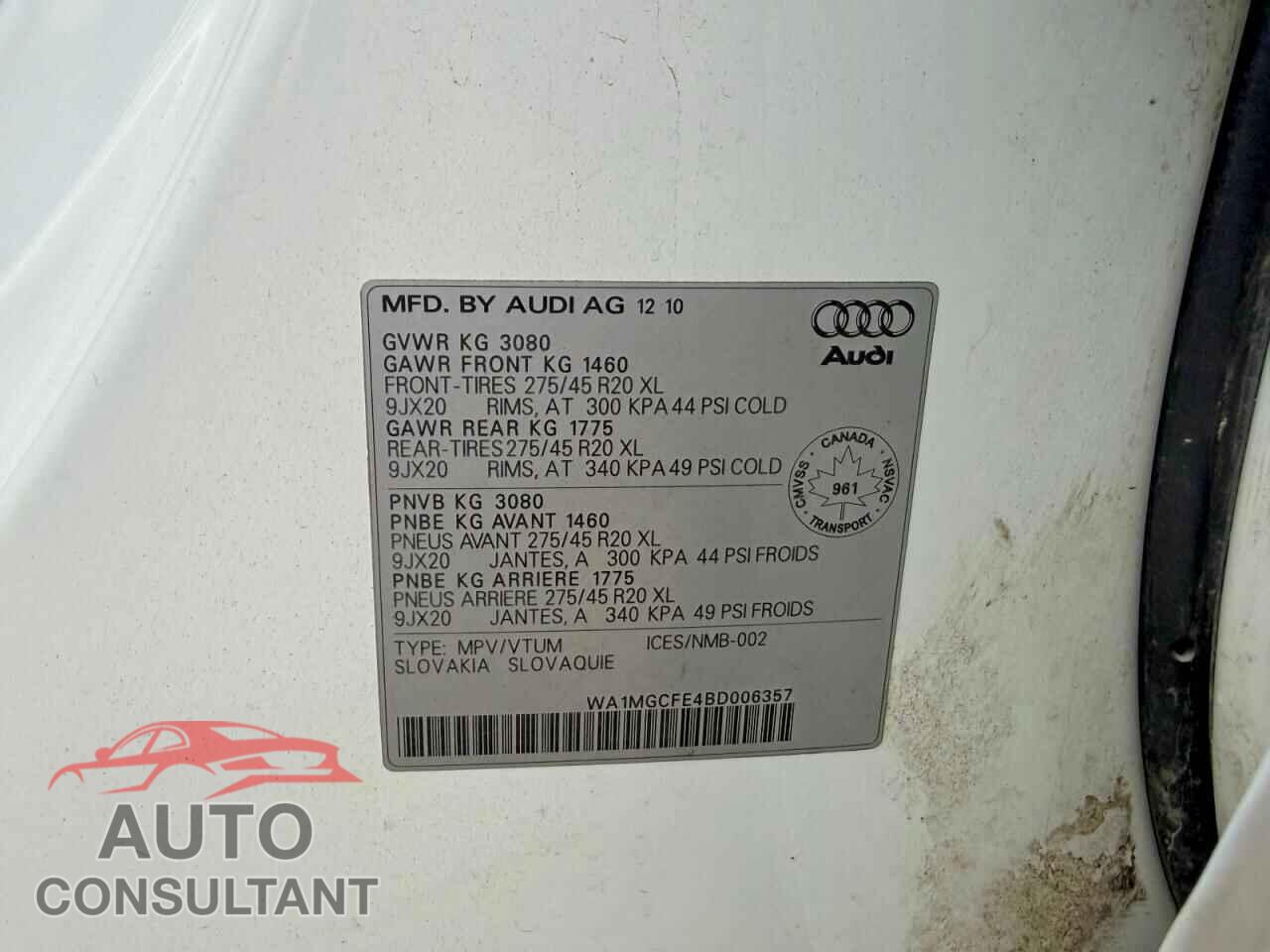 AUDI Q7 2011 - WA1MGCFE4BD006357