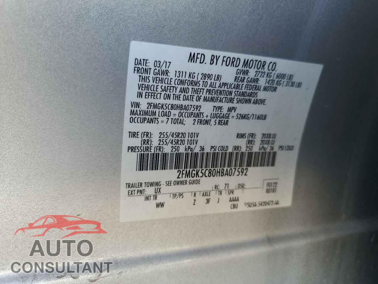 FORD FLEX 2017 - 2FMGK5C80HBA07592