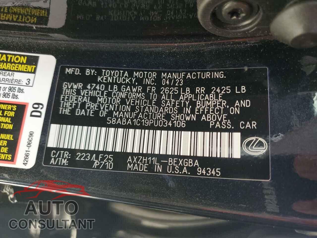 LEXUS ES 300H F- 2023 - 58ABA1C19PU034106