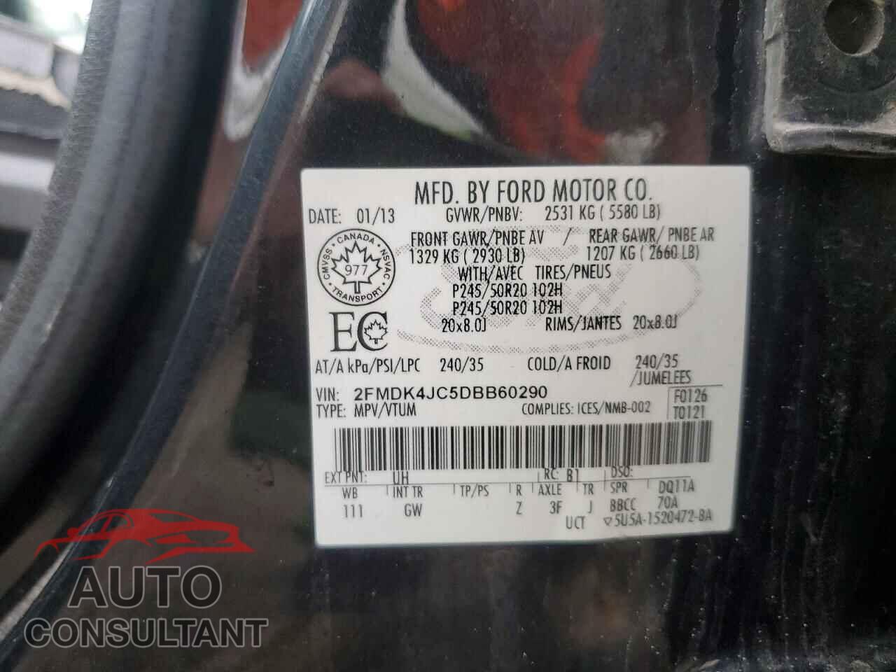 FORD EDGE 2013 - 2FMDK4JC5DBB60290