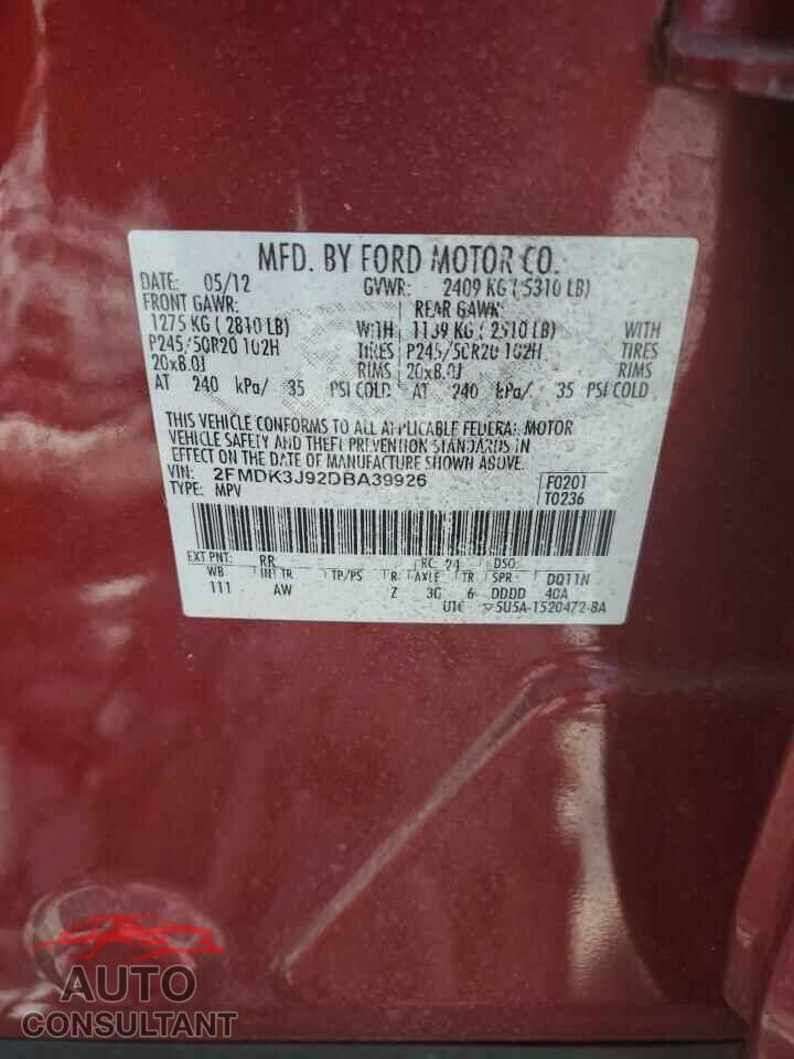 FORD EDGE 2013 - 2FMDK3J92DBA39926