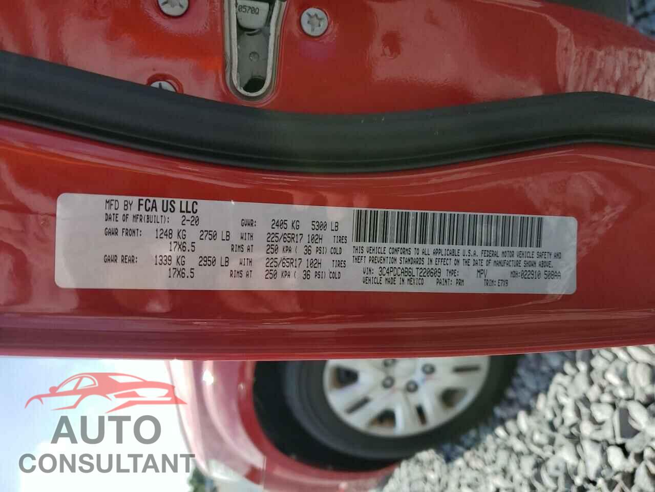 DODGE JOURNEY 2020 - 3C4PDCAB6LT220609