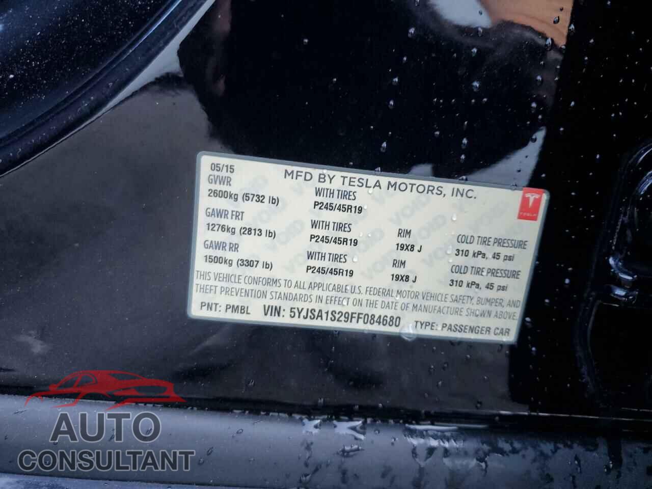 TESLA MODEL S 2015 - 5YJSA1S29FF084680