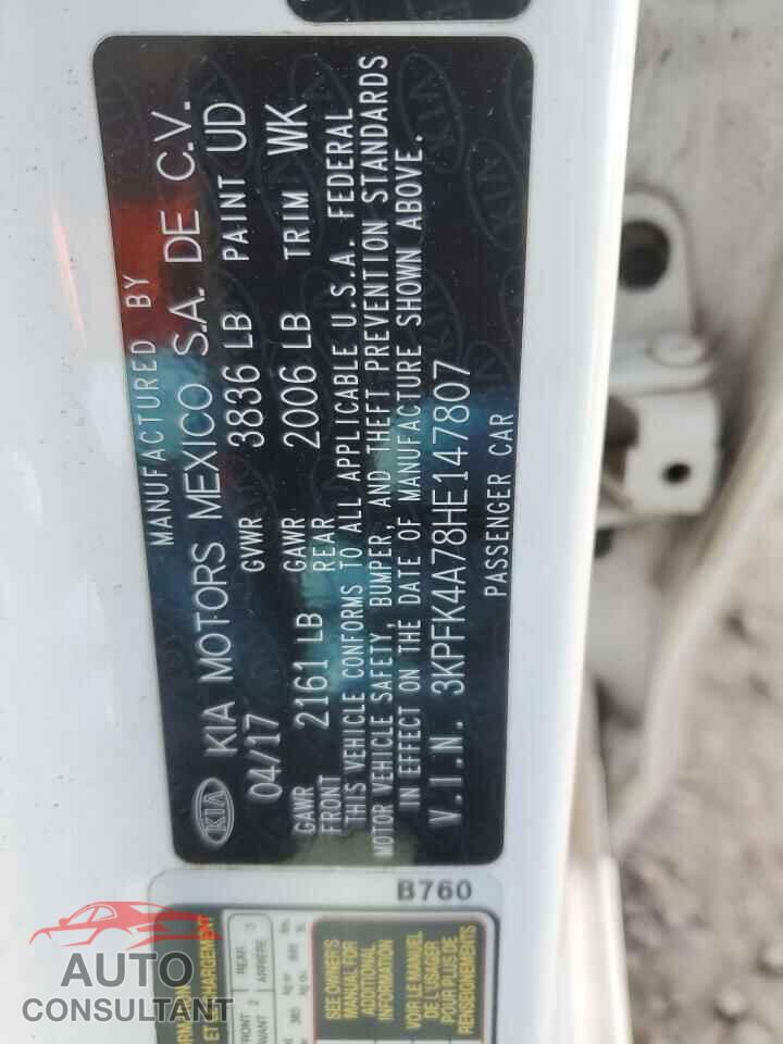 KIA FORTE 2017 - 3KPFK4A78HE147807