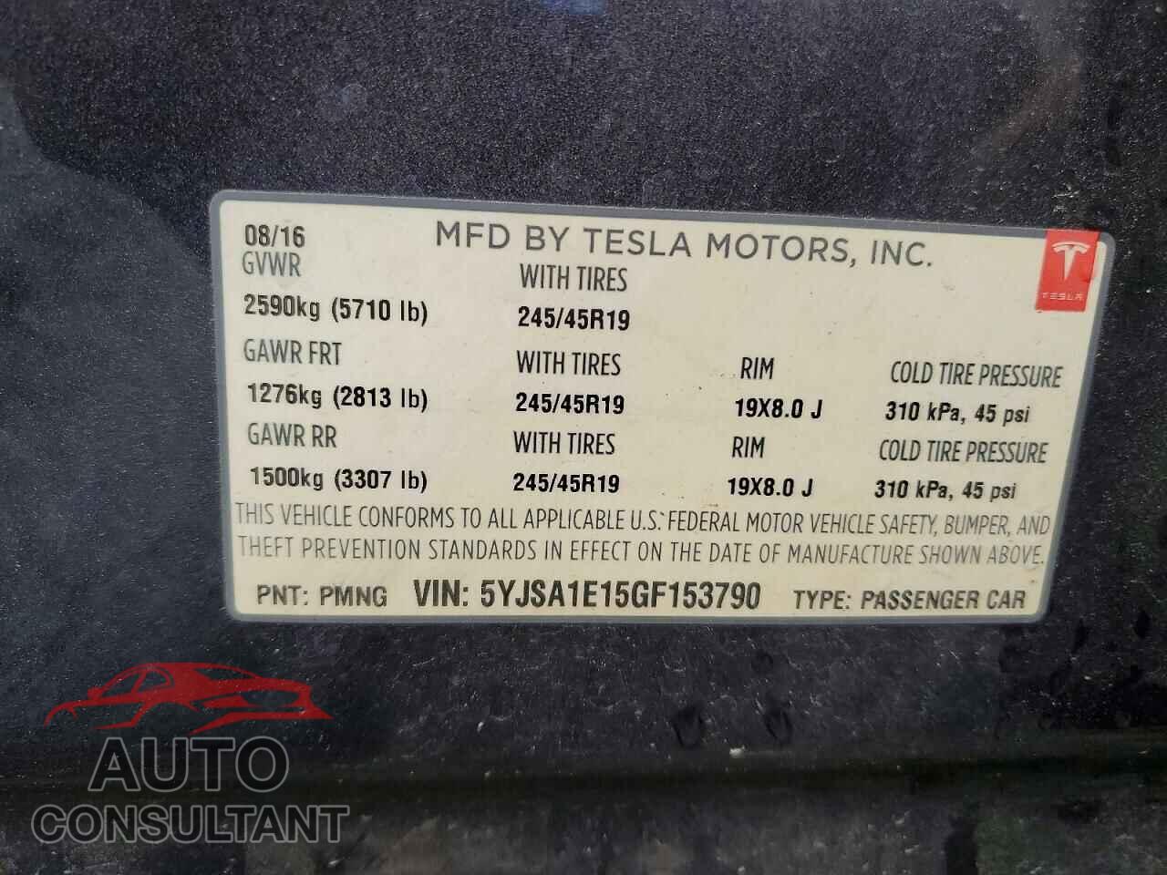 TESLA MODEL S 2016 - 5YJSA1E15GF153790