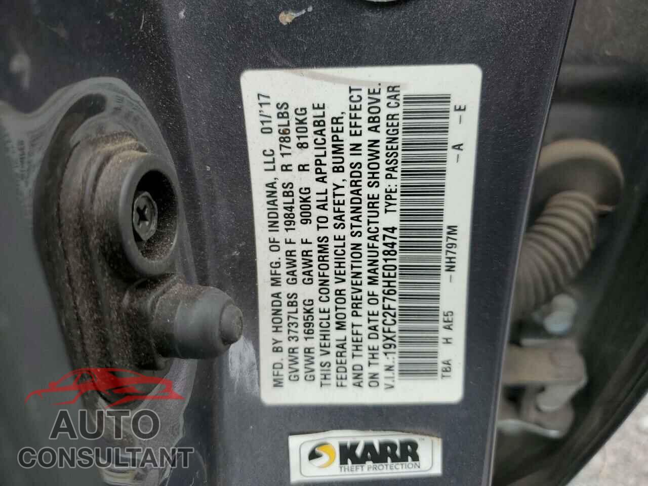 HONDA CIVIC 2017 - 19XFC2F76HE018474
