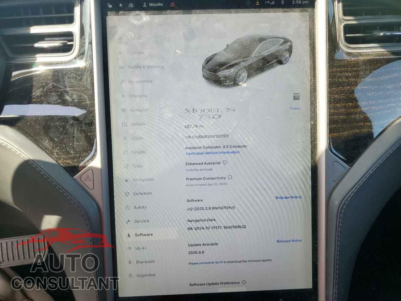 TESLA MODEL S 2018 - 5YJSA1E26JF261707