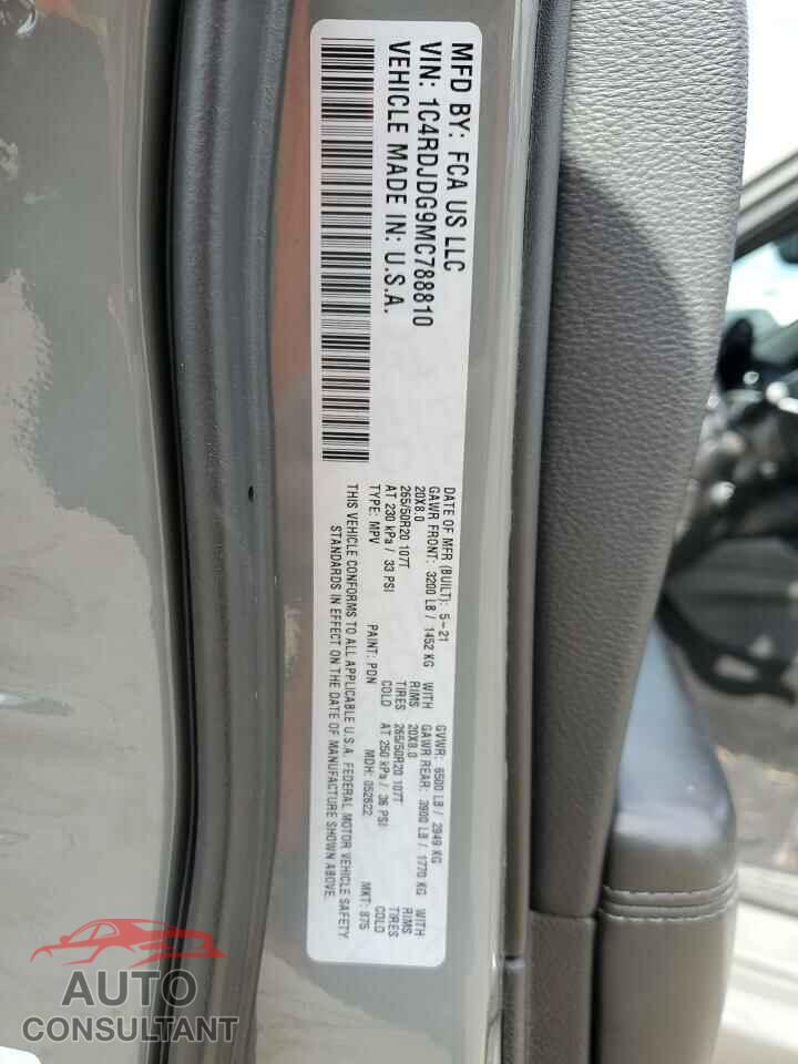 DODGE DURANGO 2021 - 1C4RDJDG9MC788810