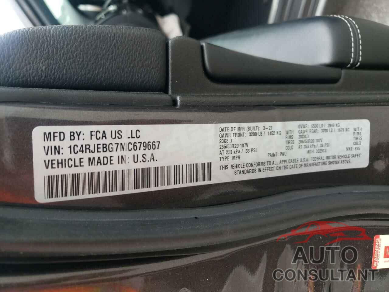 JEEP GRAND CHER 2021 - 1C4RJEBG7MC679667