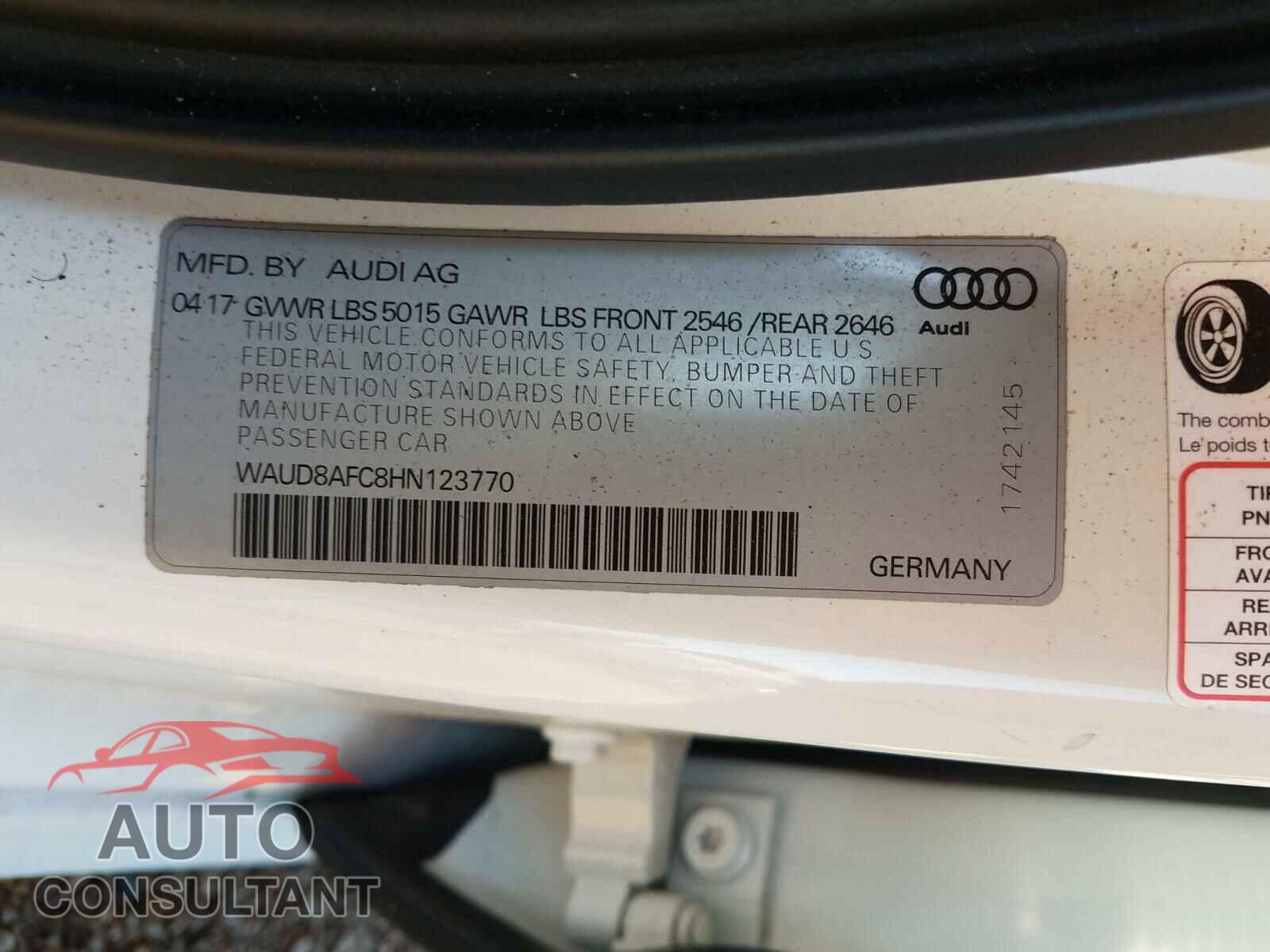 AUDI A6 2017 - WAUD8AFC8HN123770