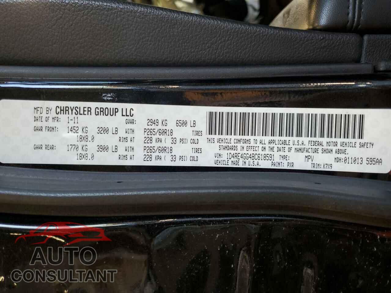 DODGE DURANGO 2011 - 1D4RE4GG4BC618591