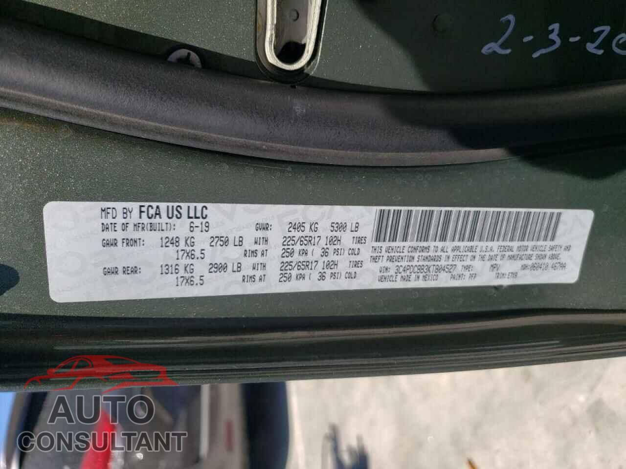 DODGE JOURNEY 2019 - 3C4PDCBB3KT804527
