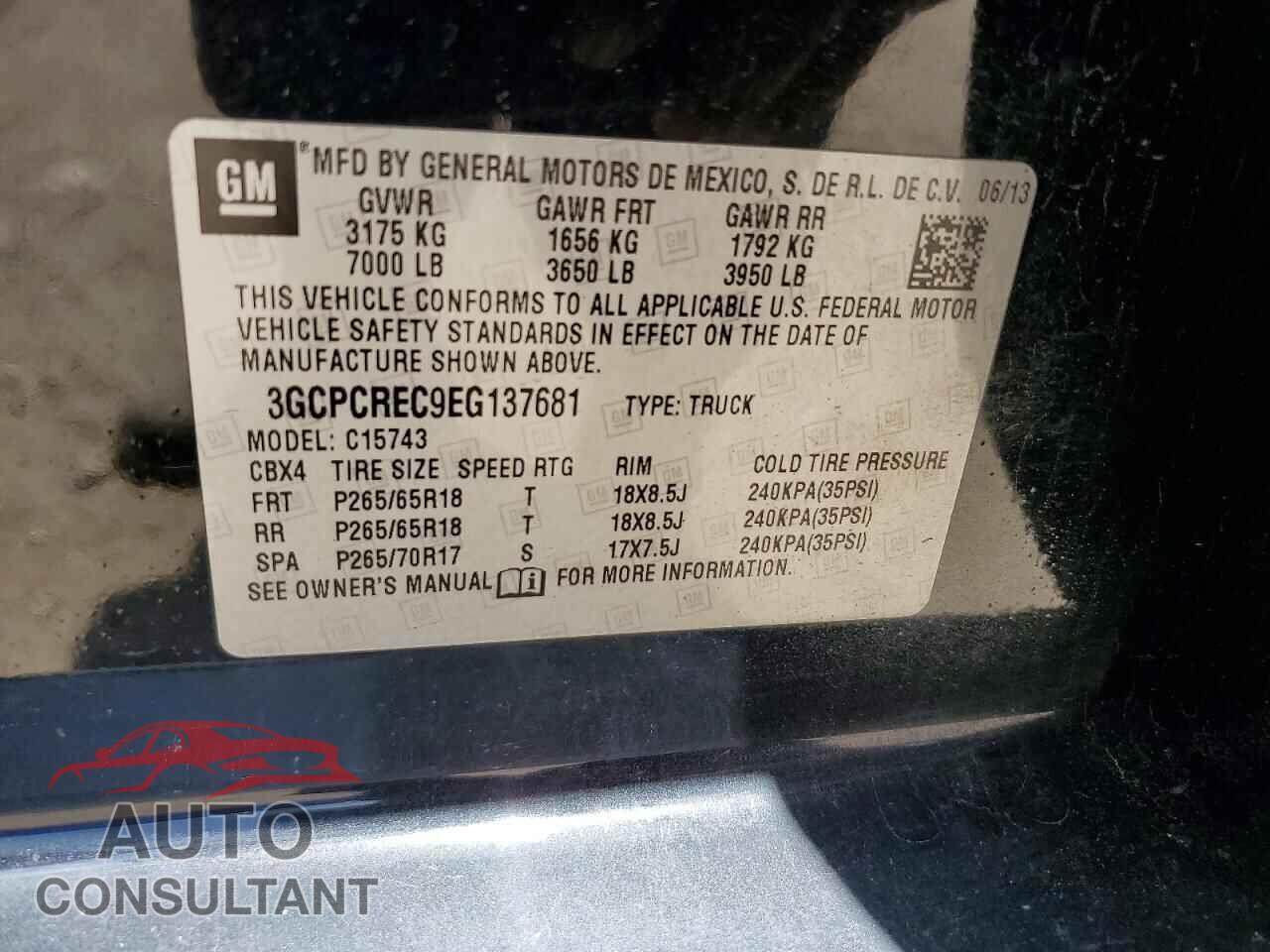 CHEVROLET SILVERADO 2014 - 3GCPCREC9EG137681