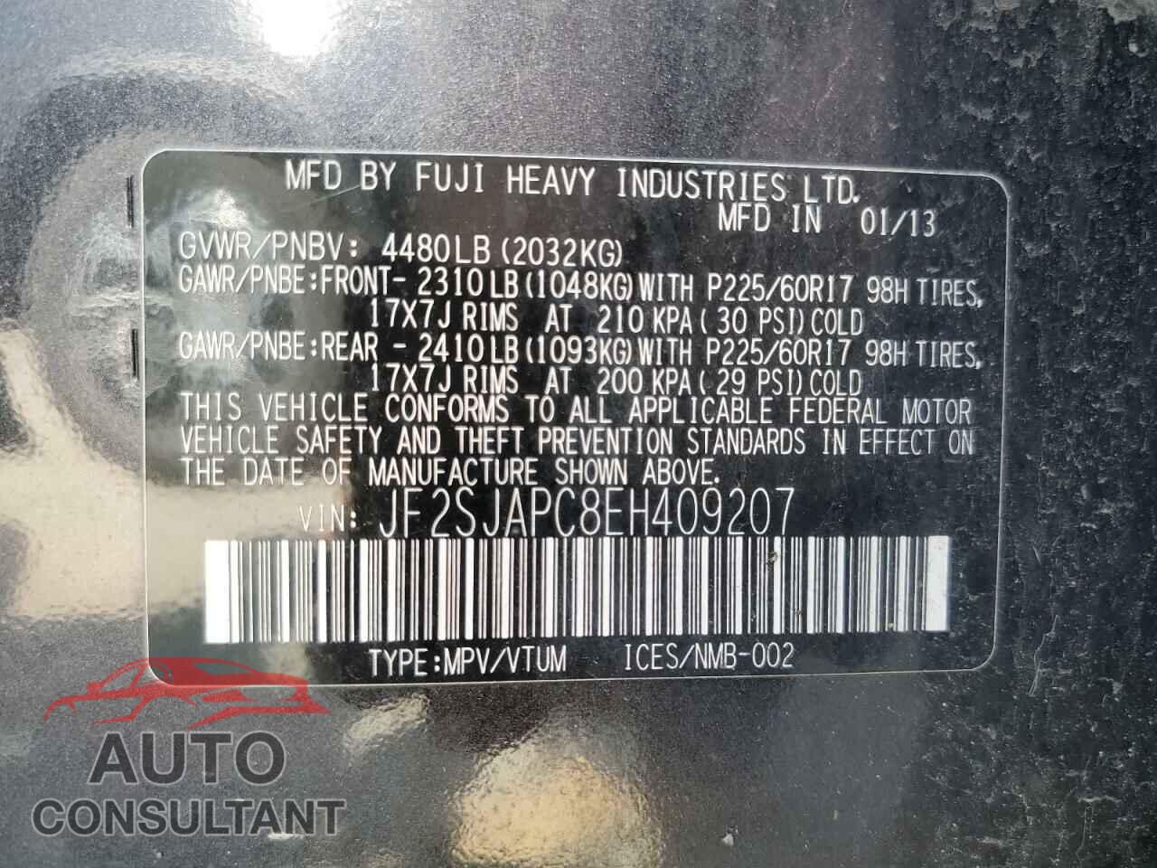 SUBARU FORESTER 2014 - JF2SJAPC8EH409207