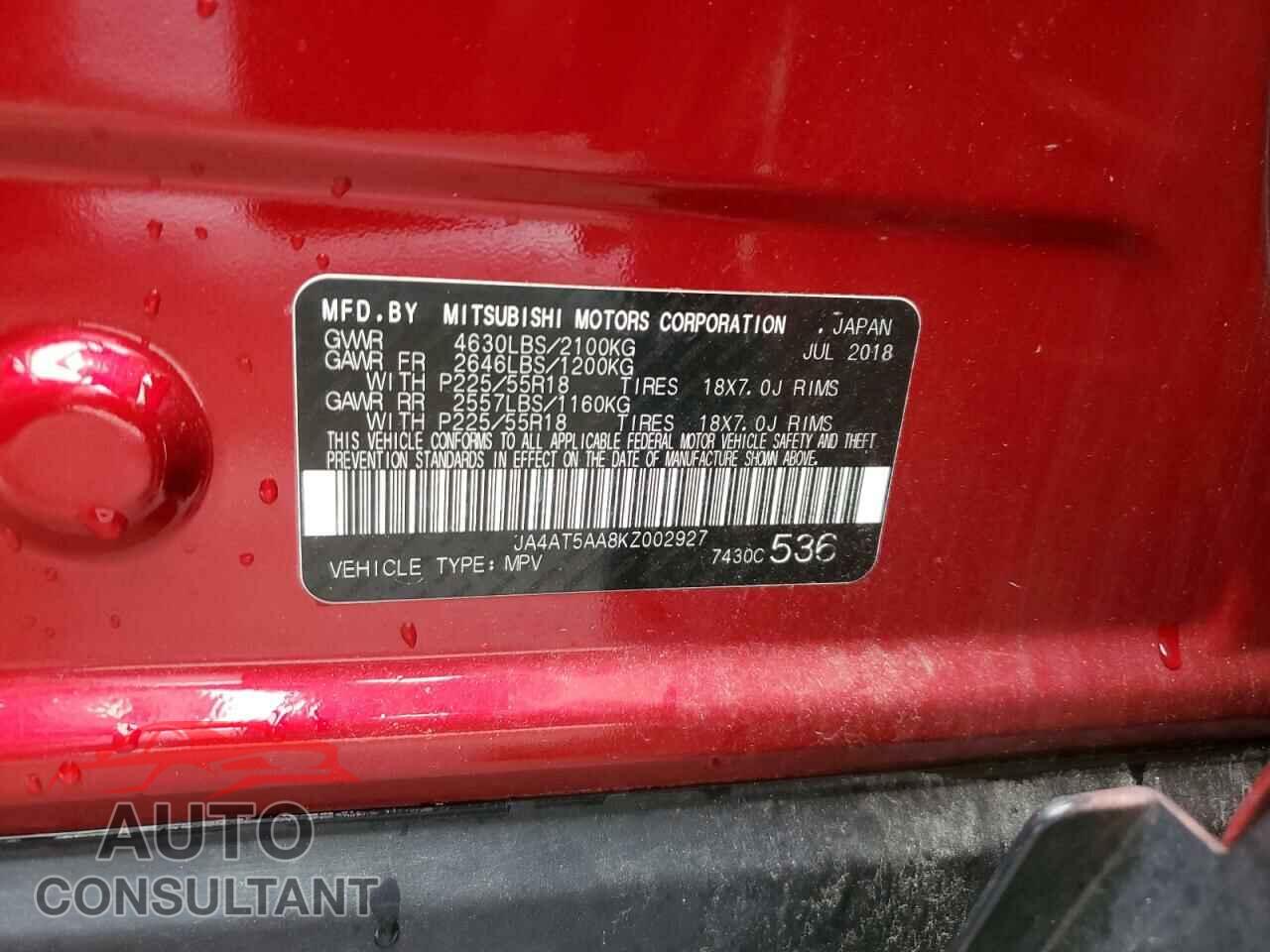 MITSUBISHI ECLIPSE 2019 - JA4AT5AA8KZ002927