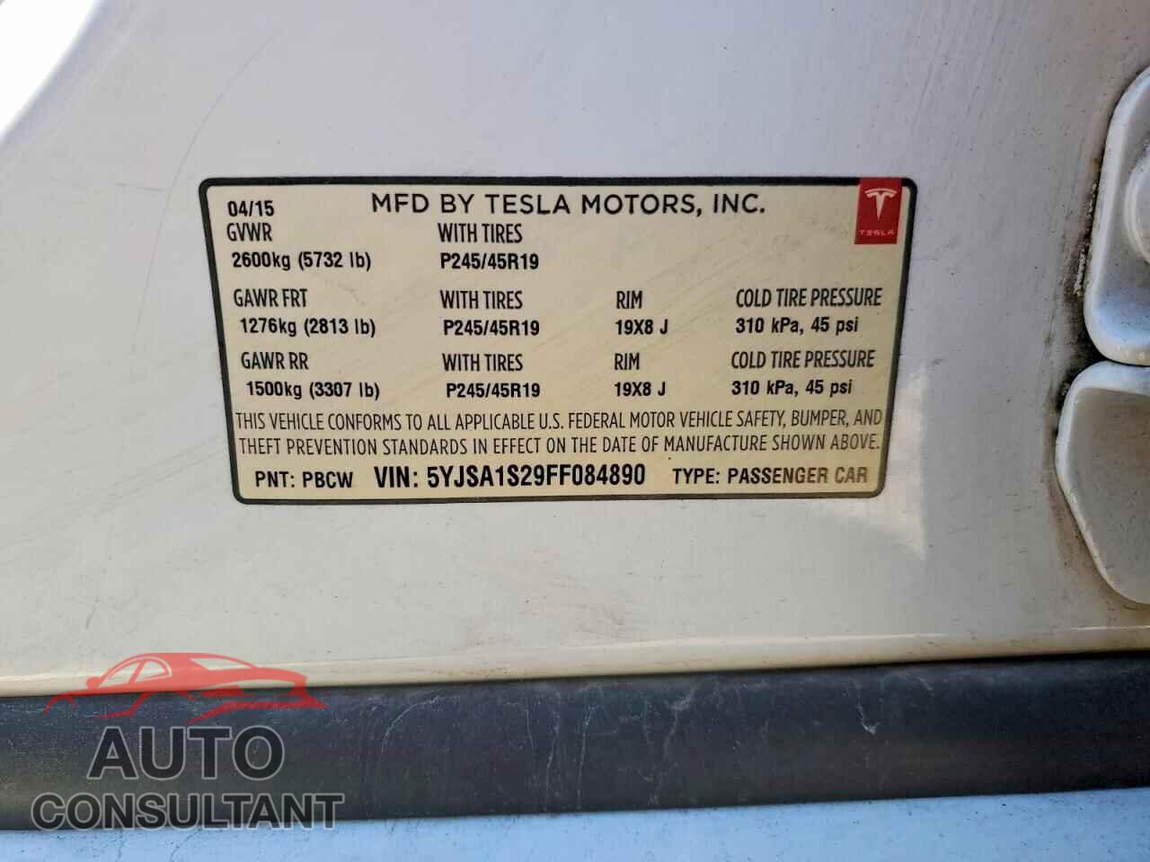 TESLA MODEL S 2015 - 5YJSA1S29FF084890
