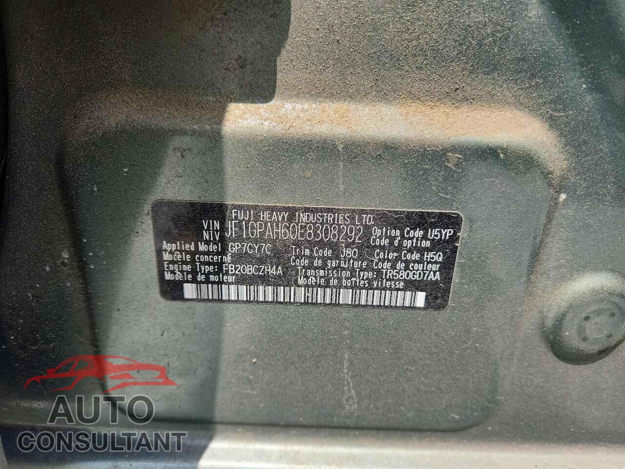 SUBARU IMPREZA 2014 - JF1GPAH60E8308292