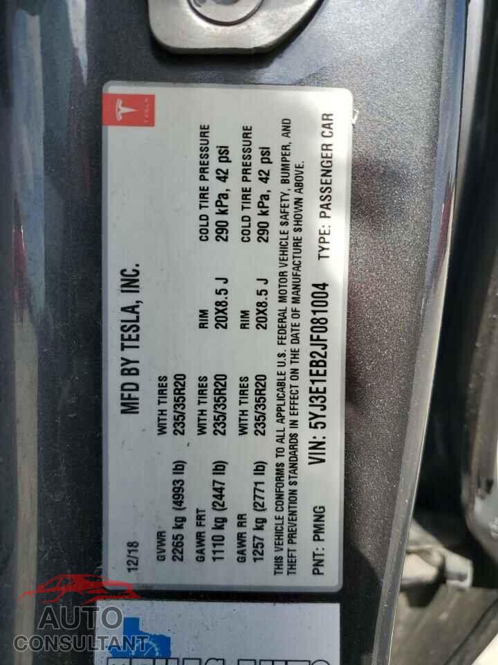TESLA MODEL 3 2018 - 5YJ3E1EB2JF081004
