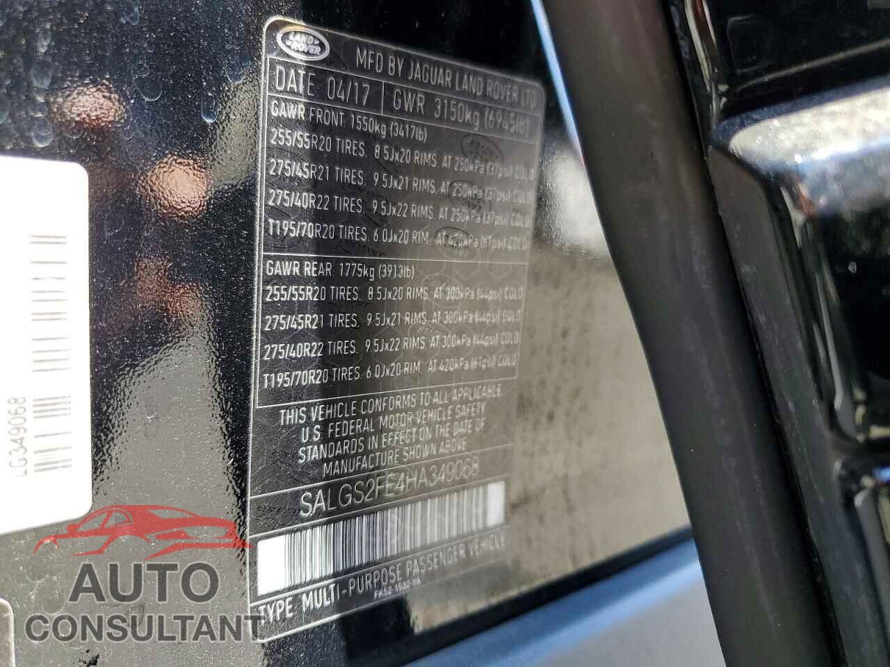 LAND ROVER RANGEROVER 2017 - SALGS2FE4HA349068