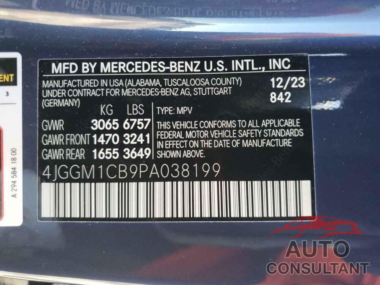 MERCEDES-BENZ EQE SUV 35 2023 - 4JGGM1CB9PA038199