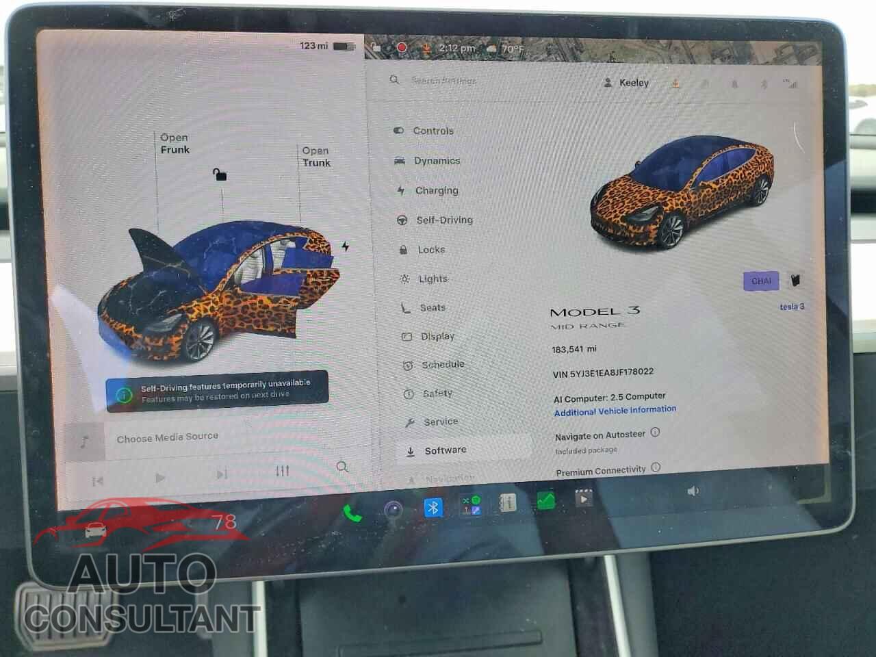 TESLA MODEL 3 2018 - 5YJ3E1EA8JF178022