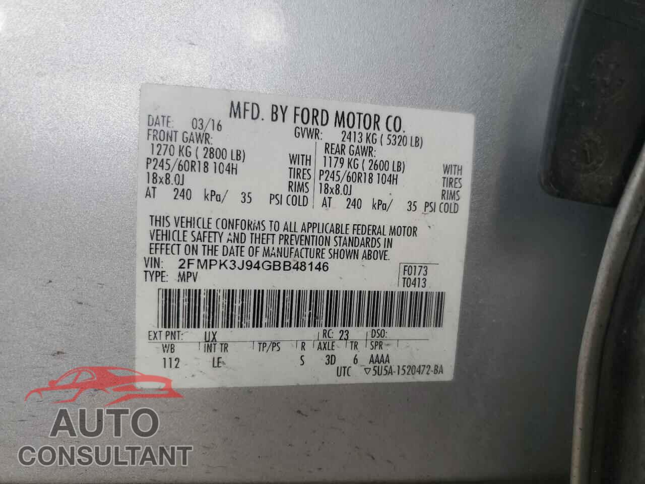 FORD EDGE 2016 - 2FMPK3J94GBB48146