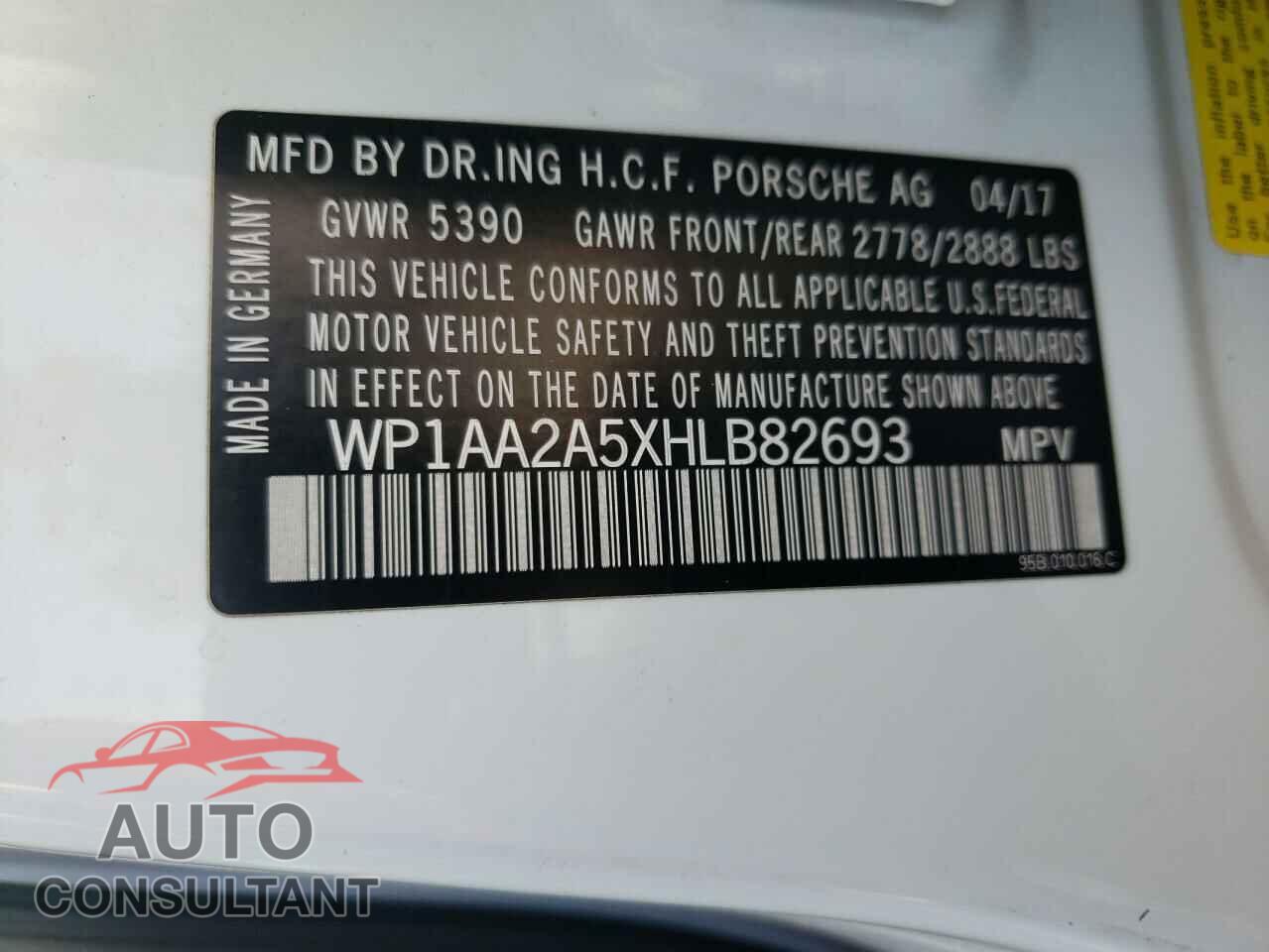 PORSCHE MACAN 2017 - WP1AA2A5XHLB82693