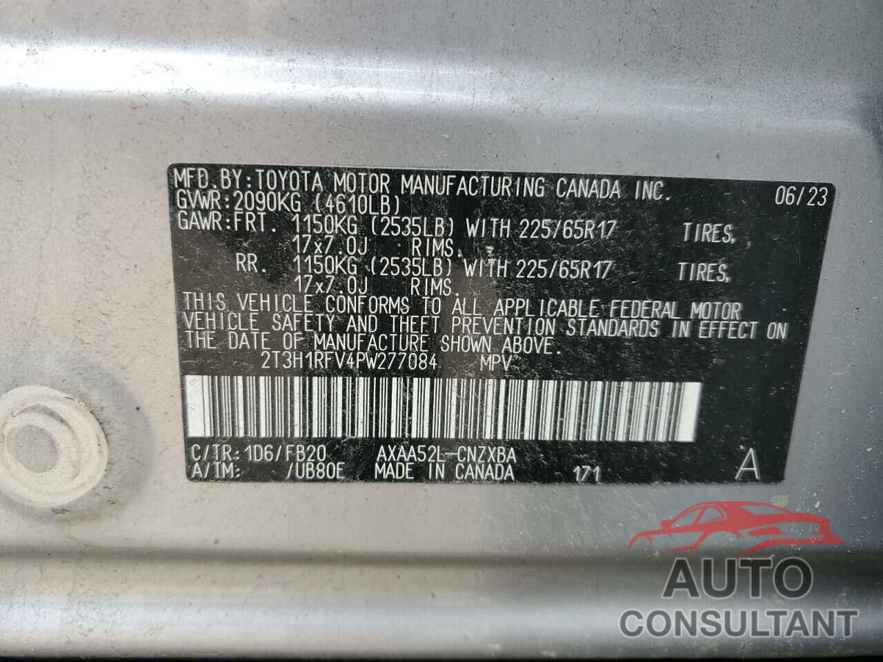 TOYOTA RAV4 2023 - 2T3H1RFV4PW277084