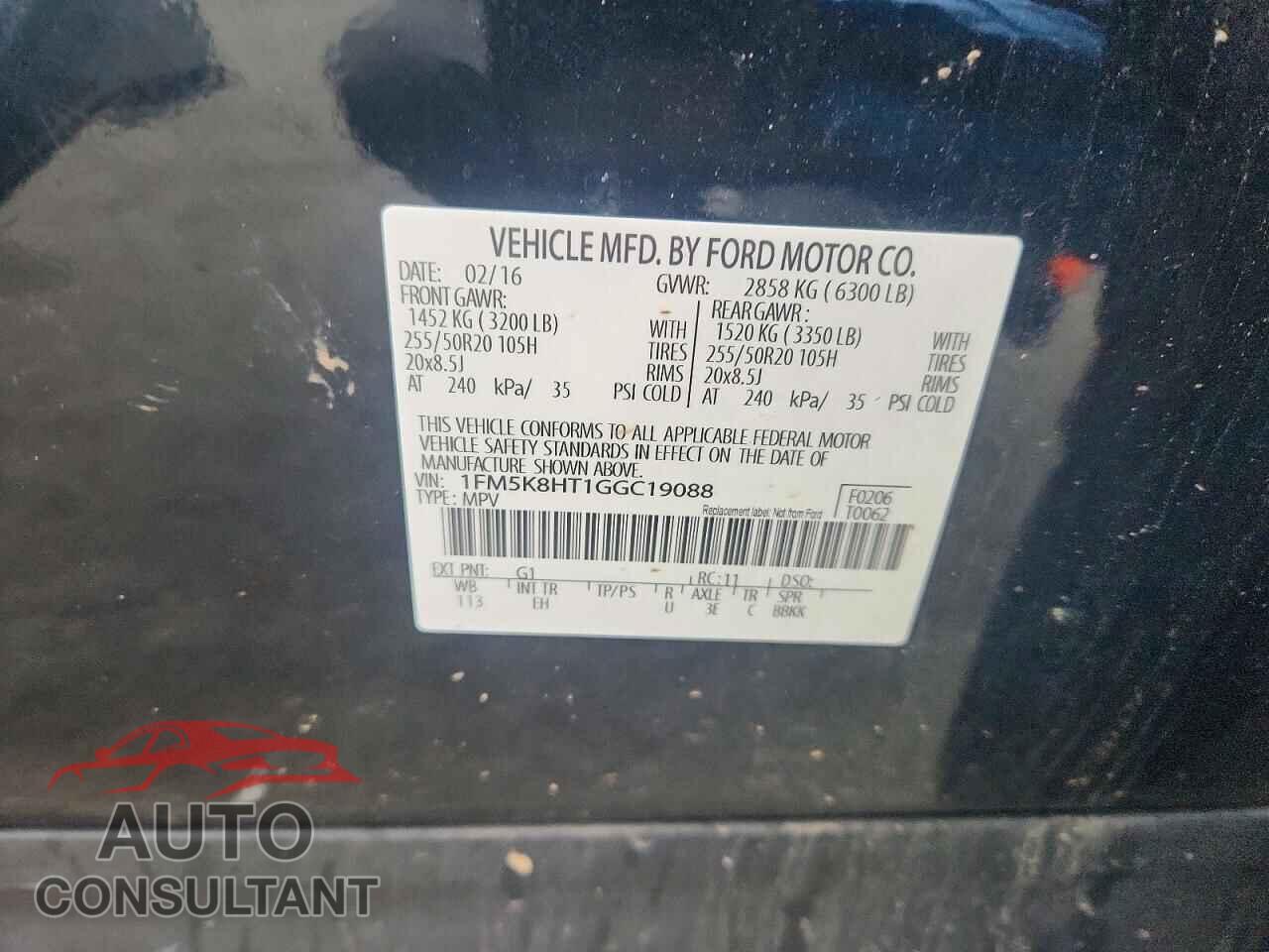 FORD EXPLORER 2016 - 1FM5K8HT1GGC19088