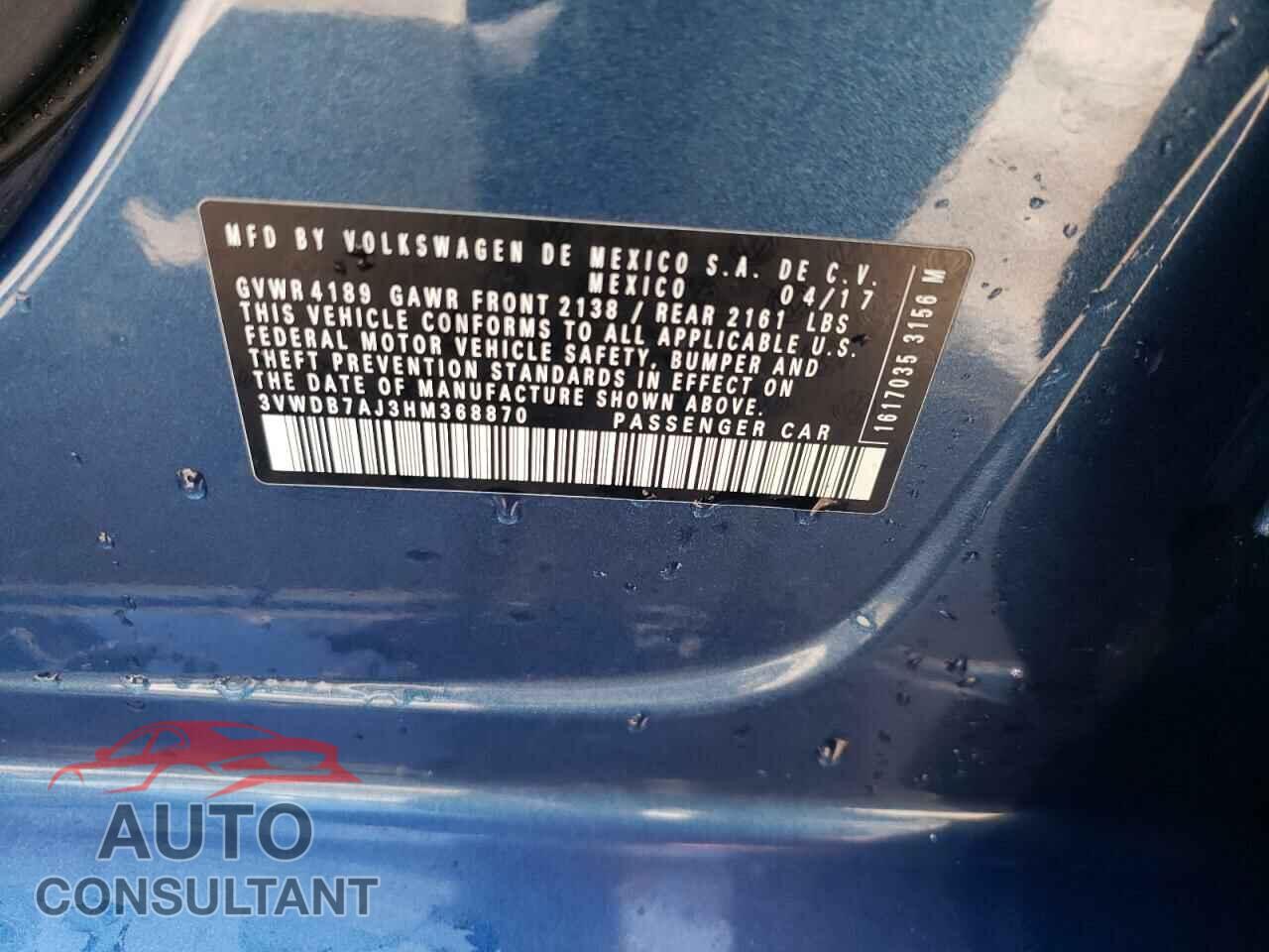 VOLKSWAGEN JETTA 2017 - 3VWDB7AJ3HM368870