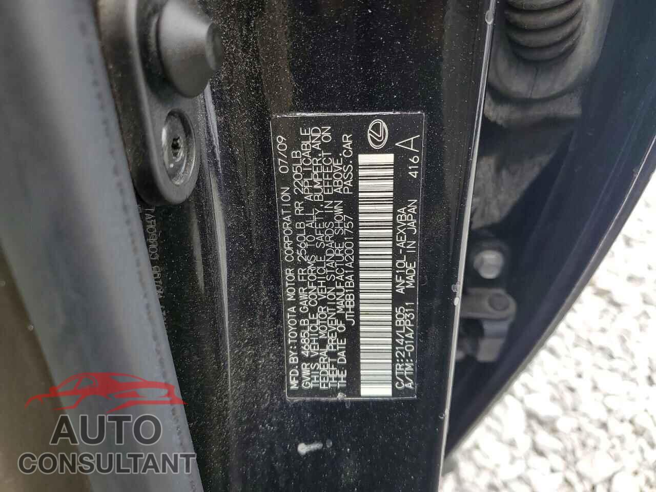 LEXUS HS 2010 - JTHBB1BA1A2001757
